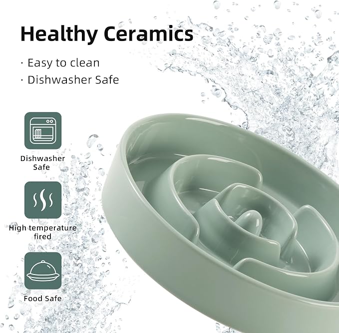 Havniva Ceramic Slow Feeder Dog Bowls, 1.2 Cups Dog Bowl Slow Feeding for Small and Medium Breed, 7.3inch Puzzle Dog Food Bowl Slow Feeder Non-Slip Anti-Gulping and Anti-Choking Reduces Bloating