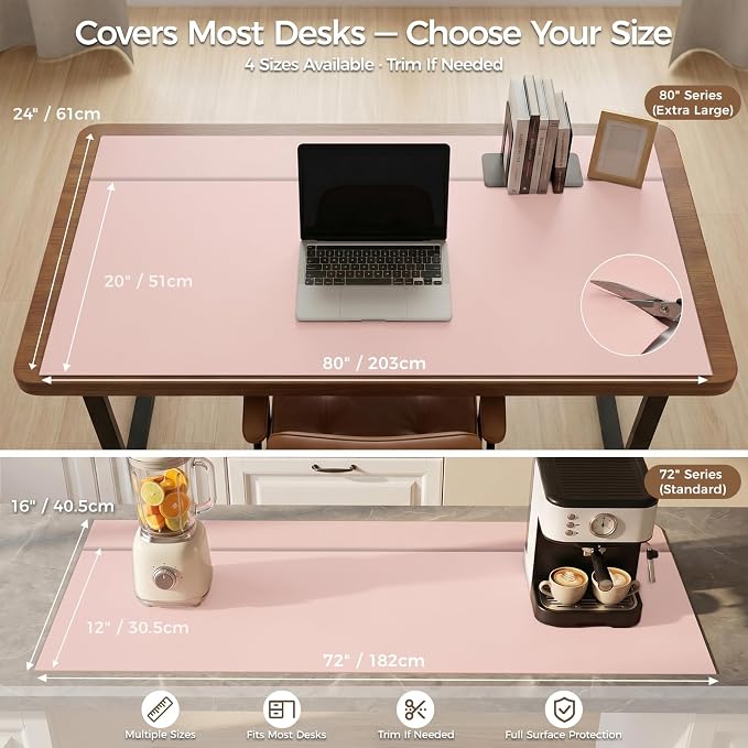 Extra Large Silicone Mat for Countertop & Table with Gift Tube Packaging, Thickened Non-Slip Heat Resistant Table Protector, Cuttable Waterproof Kitchen Prep & Kids Craft Mat