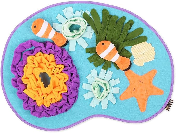P.L.A.Y. Cute Snuffle Mat for Dogs - Ocean Themed Interactive Food & Treat Mat for Puppies Dogs - Enrichment Toy, Great for Slow Feeding, Nosework & Foraging Skills - Machine Washable