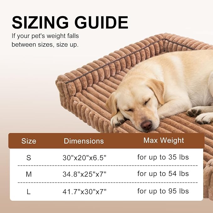 Waterproof Orthopedic Dog Bed for Medium Dogs, Medium Non-Slip Pet Beds with Sides, Egg-Crate Memory Foam Dog Couch for Crate Removable Washable Cover, Brown
