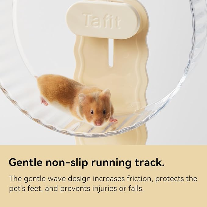 Quiet Hamster Wheel 8.7 Inch Dual-Bearings Silent Small Animals Running Exercise Wheel Height Adjustable for Syrian Hamsters, Gerbils, Rats, or Other Small Pets, Transparent