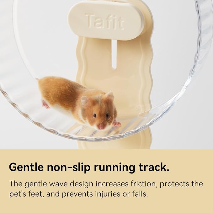 Quiet Hamster Wheel 10.2 Inch Dual-Bearings Silent Small Animals Running Exercise Wheel Height Adjustable for Syrian Hamsters, Gerbils, Rats, or Other Small Pets, Transparent