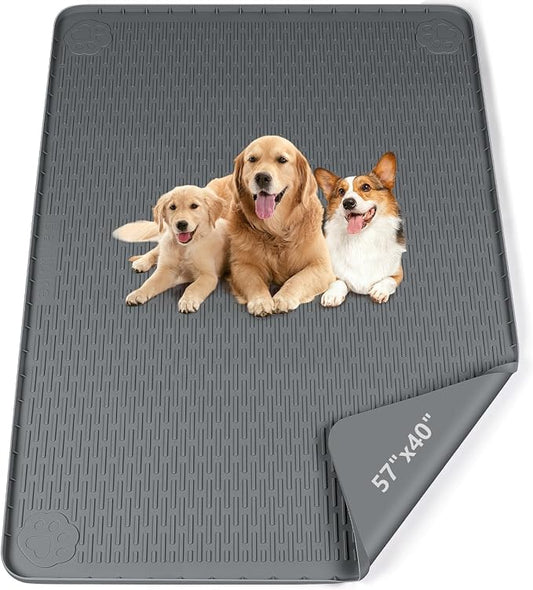Pee Pads for Dogs, 57" x 40" Extra Large Reusable Silicone Mat, Washable Puppy Training Pads for Potty Training, Non-Slip, Leak-Proof, Indoor Floor Protection (Dark Grey)