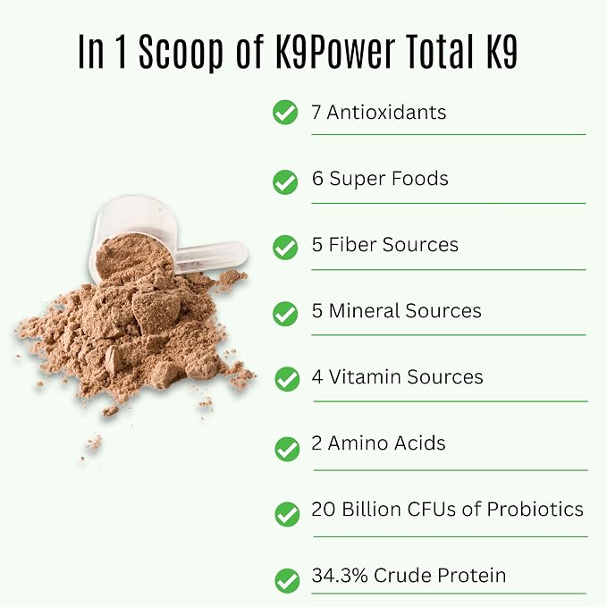K9Power Total K9 – 11-in-1 Dog Multivitamin Powder – Daily Whole-Body Support for Digestion, Skin, Joints, Heart, Brain, Immunity & Energy – Turmeric, Ginger, Probiotics, Antioxidants, Omegas
