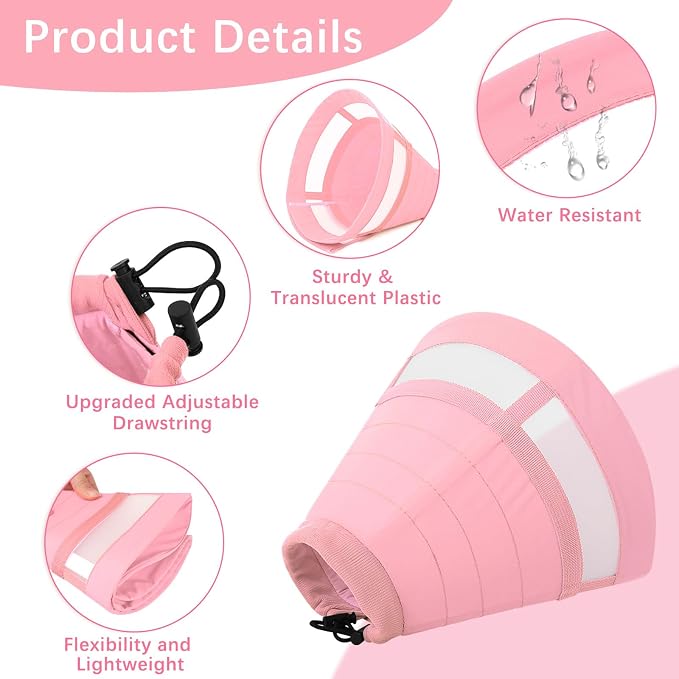 ASENKU Dog Cone Collar, Soft Adjustable Cone for Dogs to Stop Licking, Lightweight Recovery Dog Cone After Surgery, Pet E-Collar for Small, Medium & Large Dogs (Pink, S)