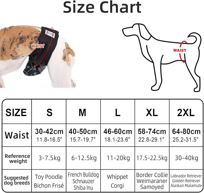 HDKUW Reusable Male Dog Diapers with 50pcs Waste Bags, Adjustable Leak-Proof Dog Sanitary Pants for Incontinence & Indoor Walking, Dogs Pee Collection Pants for Senior Disability Dogs M