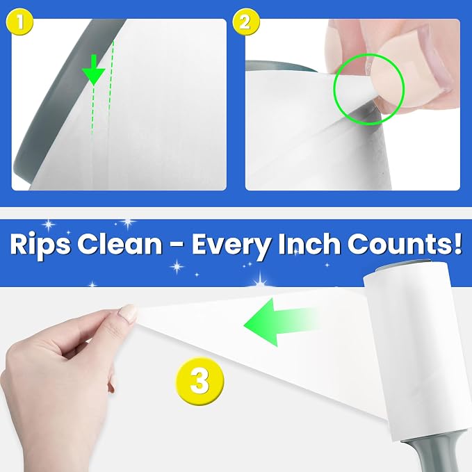 Lint Roller for Pet - Extra Sticky Hair Removal Roller 440 Pieces Value Pack Easy Tear & Quick Change Design Comes with 1 Upgraded Handle & 3 Roller Changes for Clothes & Dog & Cat Hair Removal