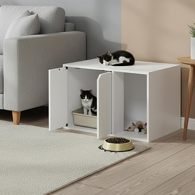 Furinno Peli Litter Box Enclosure, Small, Solid White