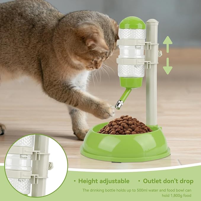 Dog Crate Water Bottle Dispenser, Adjustable No Drip Standing Dog Water Bottle Stand Pet Water Dispenser for Dogs and Cat(Green)