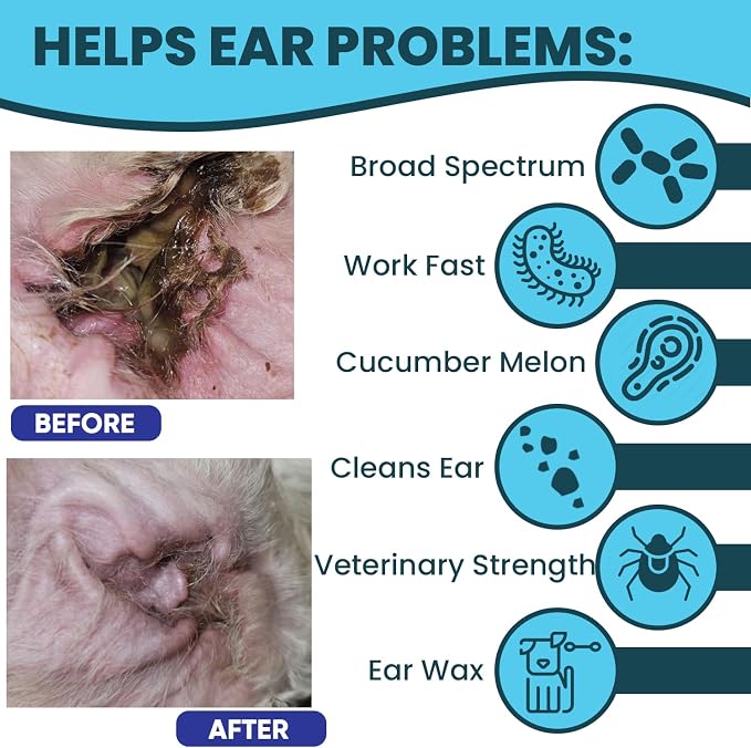 Truseb Cat & Dog Ear Infection Treatment Solution – Medicated Ketoconazole 1% TRIS with Trizmax EDTA (Tromethamine USP, Disodium Edta) – Soothes Itchy & Inflamed Ears, Cleans Debris and Buildup(12 oz)