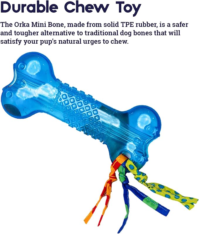 Bone Mini Dog Chew Toy & Treat Stuffer for Teething Puppies & Small Dogs up to 20 lbs, Bounces & Floats, Textured for Dental Support, Moderate Chewers, 5.5"