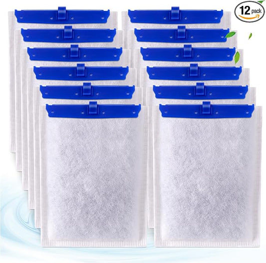 xbbwmrs 12-Pack Large Replacement Filter Cartridges Compatible with Tetra Whisper Bio-Bag Filters Large Aquarium Filter Cartridges for Whisper 20i/40i /IQ20/30/45/60 PF20/30/40/60 Power Filters