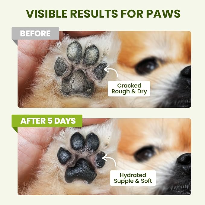 PawSono Lick-Safe Dog Paw & Nose Balm with Coconut Oil | All-Natural Moisturizer & Soother for Dry, Cracked Pads & Snout | Summer Hot Pavement & Sand Paw Wax, Nose Butter for Bulldogs (7.1 oz / 200g)
