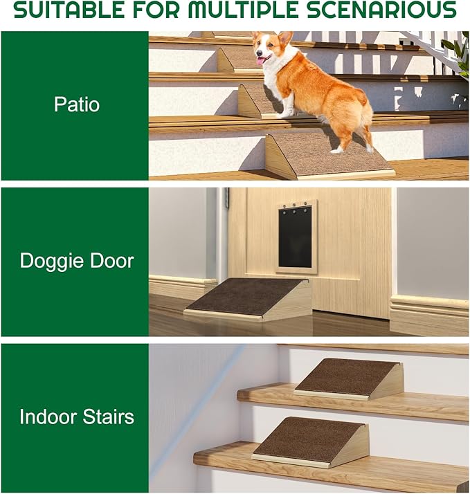 TIMHAKA Dog Ramp for Stairs, Non-Slip Dog Stairs, Low-Angled Pet Ramps for Small, Medium Dogs & Cats, Step and Stair Assist for Injured and Older Pets, 2 Pack
