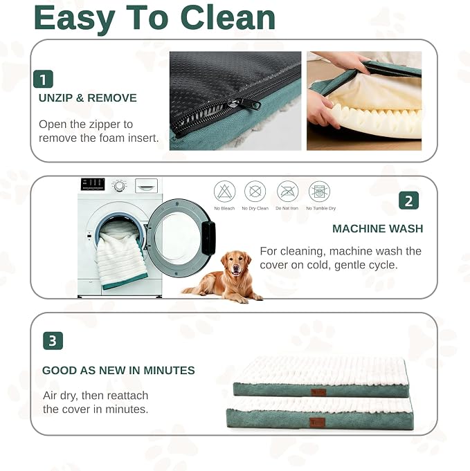Orthopedic Dog Bed with Firm High-Density Egg Crate Foam Mattress,Soft Short Plush Surface Pet Beds,Machine Washable with Removable Cover & Non-Slip Bottom for Small Breeds (Green, 23"L x 17"W x 3"H)