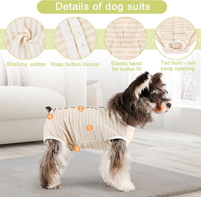 Etdane Dog Diapers Sanitary Panties Physiological Period Shirts Surgical Recovery Suits for Male and Female Dogs, Yellow/X-Small