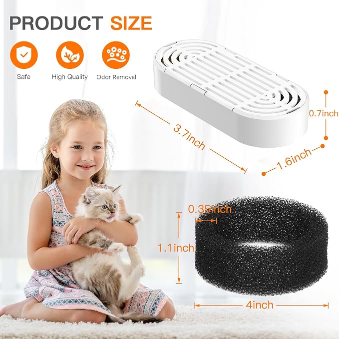 Cat Water Fountain Filters for 108/3.2L& 4L/134oz Stainless Steel Pet Water Dispenser Fountain Filters (6 Filters& 6Sponges)