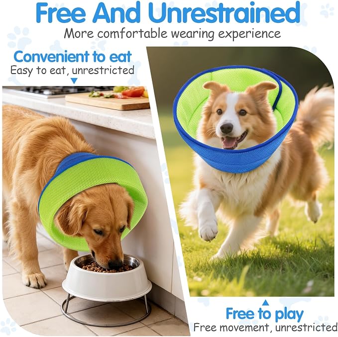 Upgrade Soft Dog Cone Collar, Dog Cone Alternative to Stop Licking After Surgery, Adjustable Comfy Cones for Small/Medium/Large Dogs, Light-Weight Mesh Fabric Elizabethan Collars (XL)
