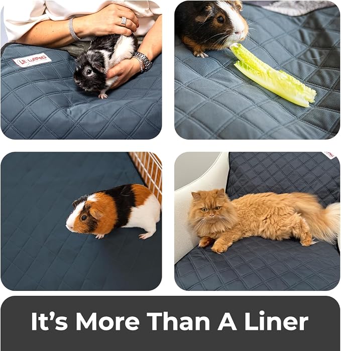LUFTPETS Washable Rabbit & Guinea Pig Cage Liner & Bedding for Midwest (24"x47"), Easy to Clean Unlike Fleece, Waterproof, Absorbent, Non-Slip Pee Pad, Reusable Bunny Mat for Small Animals