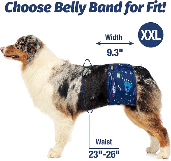 Pet Soft Dog Belly Band - 3 Packs Reusable Dog Diapers Male Doggy Diapers Wraps - Washable Dogs Belly Bands for Male Dogs (Starry Sky, XXL)