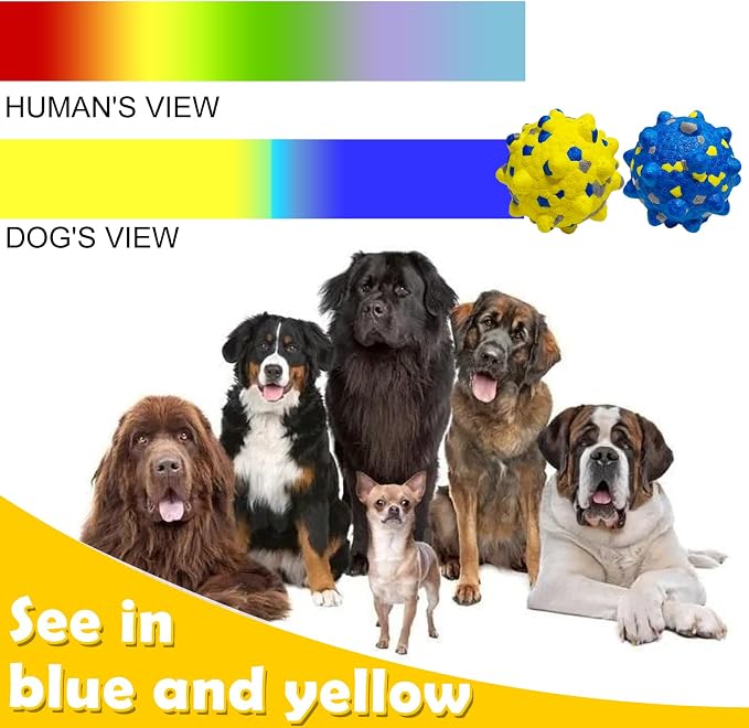 4PCS Indestructible Tennis Balls for Dogs, Dog Balls for Aggressive Chewers, Durable Bouncy Toy Balls, Interactive Toys Fetch Game, Lightweight Floating Medium