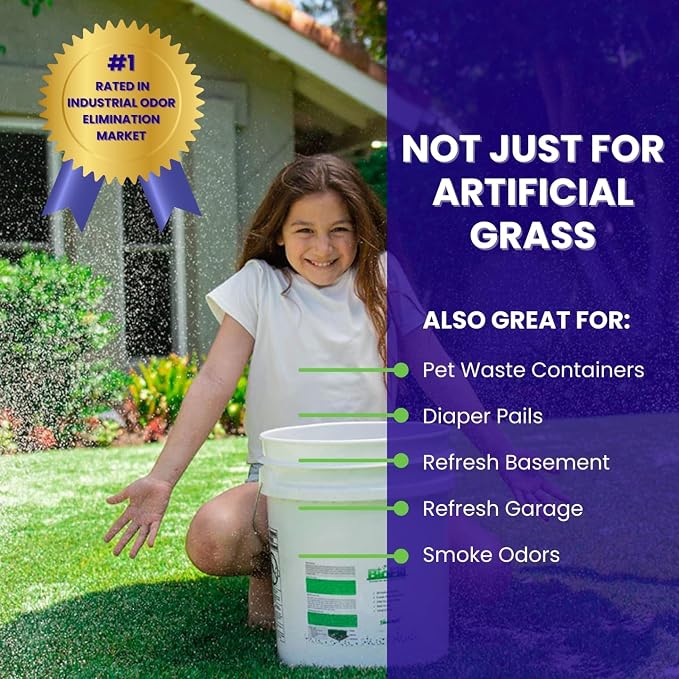 BioTurf Mini Power Pack Turf Cleaner for Pet Urine Outdoor - Artificial Turf Cleaner Concentrate - Yard Deodorizer for Dog Urine & Feces - Enzyme Kennel Odor Eliminator 32 oz Spray & 8 lb Infill