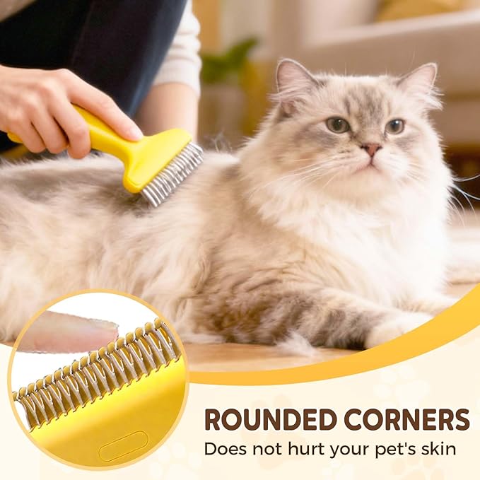 Pet Grooming Brush, 2026 Upgrade Undercoat Rake, Dematting Comb for Dogs and Cats, Removes Tangles Knots and Loose Fur Designed for Thick Coats Long Hair Daily Pet Grooming Use