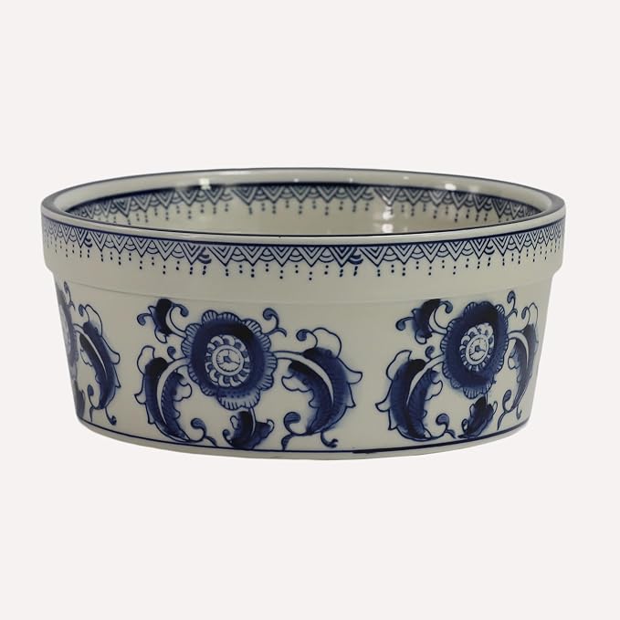 Handpainted Blue & White Porcelaine Large 45OZ Dog Bowls, Non Slip Heavy Ceramic Dog Pets Feeding Wet or Dry Food and Water Bowls Dish -7.5"