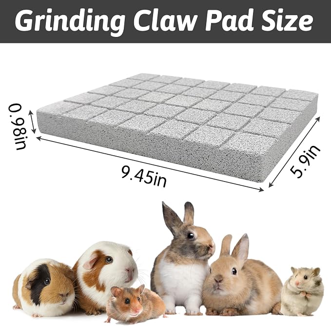 Hamiledyi Rabbit Scratch Foot Pads - 4 PCS Natural Small Animal Lava Stone Teeth Grinding & Scratching Pad Rabbit Cage Mats 6 Pcs Rabbit Resting Mat for Wire Floor Cages Plastic Bunny Feet Pad
