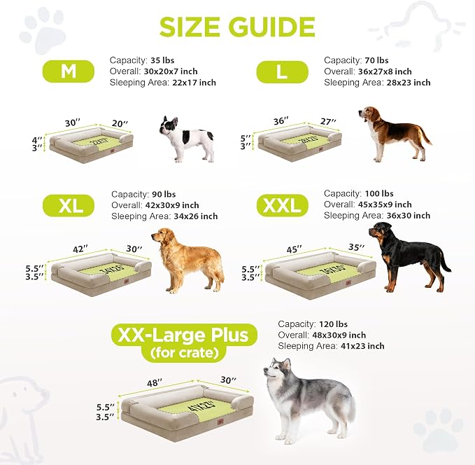 Extra Large Dog Bed Orthopedic - Washable Jumbo Pet Bed for Big Dogs Waterproof Pet Couch Memory Foam Sofa Bolster with Removable Cover,48 x 30