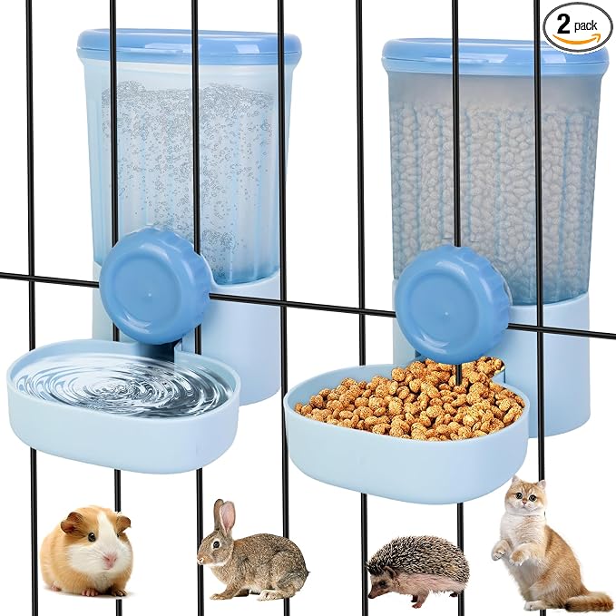 35oz Rabbit Feeder Guinea Pig Water Bottle,Hanging Automatic Food Water Dispenser,Food Feeder for Ferret Guinea Pig Rabbit Cat Bunny Cage Accessories