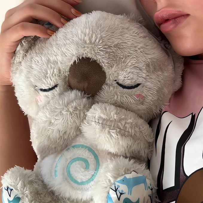 The Relief Koala Sleeping Plush Breathing, Koala Breathing Stuffed Animal Evoraco Soothing Evora Anxiety Relief Koalas Calm Sleeping Buddy Mush Plush with Heartbeat (1PC)