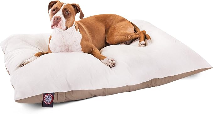 Majestic Pet Rectangle Large Dog Bed Washable – Removable Slipcover Pet Bed – Dog Crate Bed Super Value Pillow Dog Bed – Dog Kennel Bed for Sleeping - Dog Bed Large Breed 36 x 48 Inch – Khaki