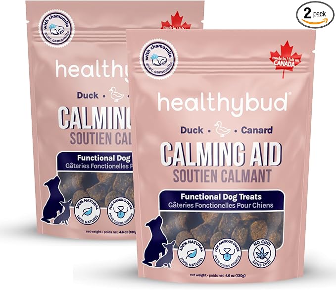 healthybud Calming Aid, Natural Duck Dog Treats & Toppers for Stress Relief - Dog Separation Anxiety, Stress Reduction - Support Calm, Immunity Health (4.6oz per Pack 2-Pack)