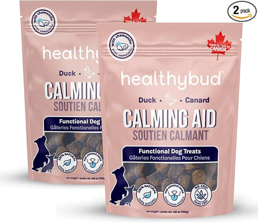 healthybud Calming Aid, Natural Duck Dog Treats & Toppers for Stress Relief - Dog Separation Anxiety, Stress Reduction - Support Calm, Immunity Health (4.6oz per Pack 2-Pack)