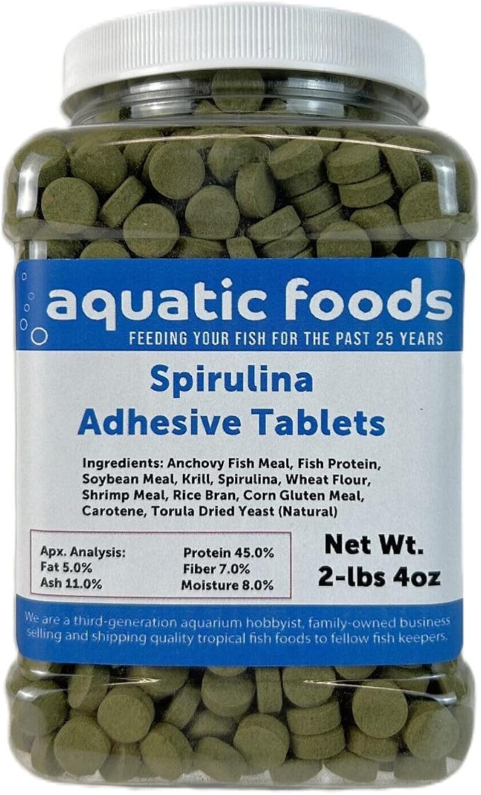 1/2" x 3/8" Spirulina Glass Sticking Wafers for Tropical & Community Fish Tetras, Guppies, Angel Fish, Cichlids, Goldfish. All Tropical Fish - WL…2-lbs 4oz Jar