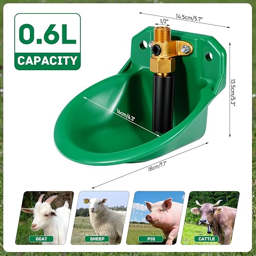 Automatic Goat Waterer Automatic Sheep Water Bowl Touch-Activated Waterer Animal Livestock Water Dispenser for Goat Sheep Pig Piglet Calf Dog