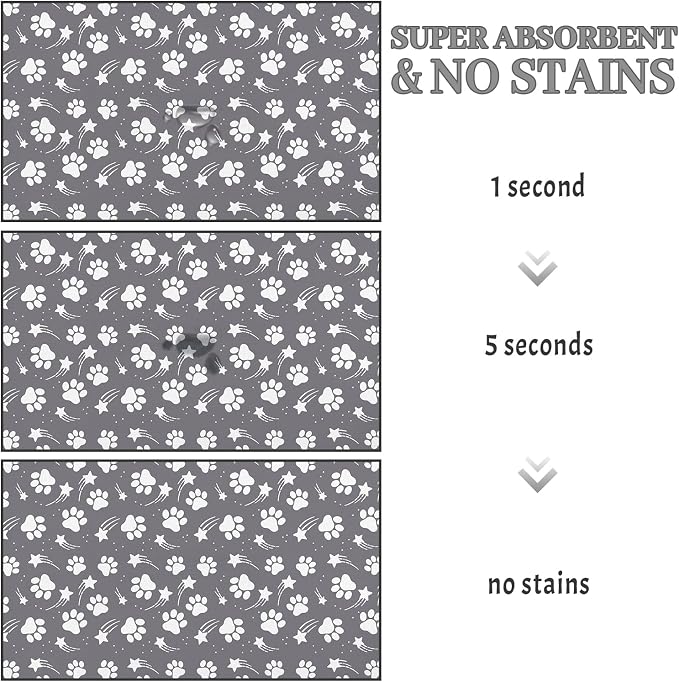 Dog Food Mat 24x32 Inch Pet Feeding Absorbent Mats for Floor Dog Cat Water Bowl Placemat Non-Slip Washable Pet Food and Water Mat