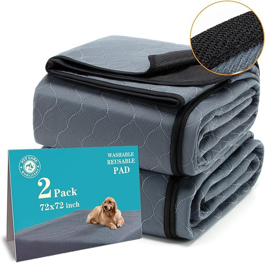 Bunlitent Washable Pee Pads for Dogs 72x72, 2 Pack, Extra Large Reusable Puppy Pads, Dog Training Pads with Quick Dry, Large Anti-Slip Dog Pee Pads, Whelping Pads, Potty Pad