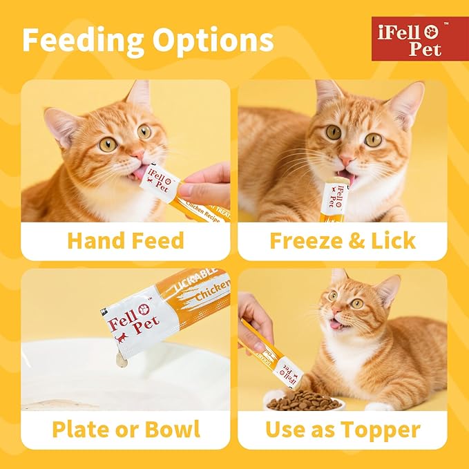 High-Meat Lickable Cat Treats Variety Pack – Real Chicken & Seafood – Smooth Creamy Purée – Grain-Free – (15g Each) (Chicken Mix 60 Tubes)