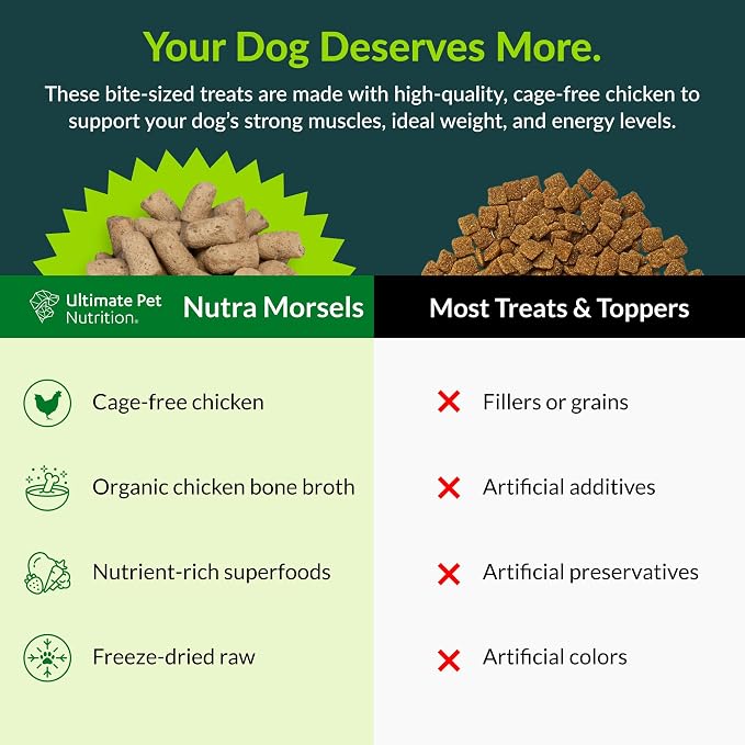 ULTIMATE PET NUTRITION Nutra Morsels, Superfood Treat & Food Topper (Chicken, Pack of 3)
