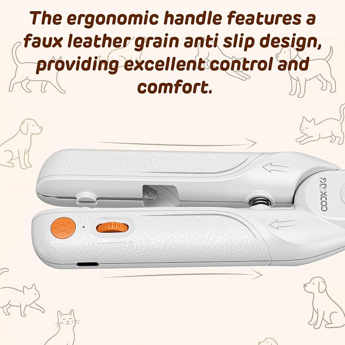 Dog Nail Clippers & Cat Nail Clipper, Pet Nail Trimmer with 2 LED Lights,Safety Side Lock, Nail File and Anti-Slip Handles, Dog Nail Grinder Quiet for Large Medium and Small Dogs & Cats