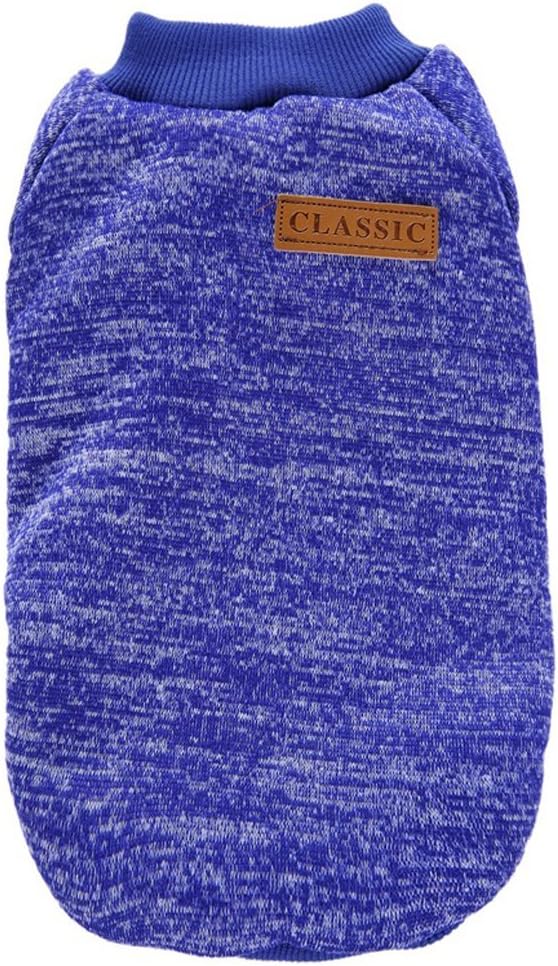 Jecikelon Dog Clothes Dogs Sweater Soft Puppies Clothing Winter Puppy Sweaters Warm Outfit for Dogs Small XXS XS Cat Apparel (Dark Blue, L)