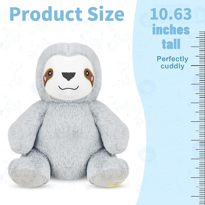 rytopt Breathing Stuffed Animal, Breathing Sloth, Simulated Breathing Sounds, 4 Gear Adjustment, Volume Control, with Music & Lights