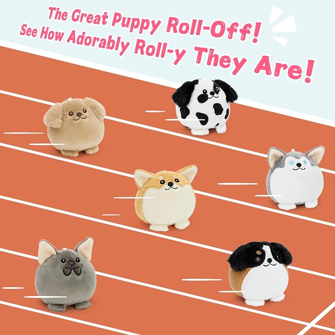 Muiteiur 6PCS Dog Plush Keychain Set, 3.94 Inch Cute Mini Stuffed Animal Charms, Soft Squishy Puppy Keychains for Backpacks, Party Favors & Gifts for Kids, Teens & Dog Lovers