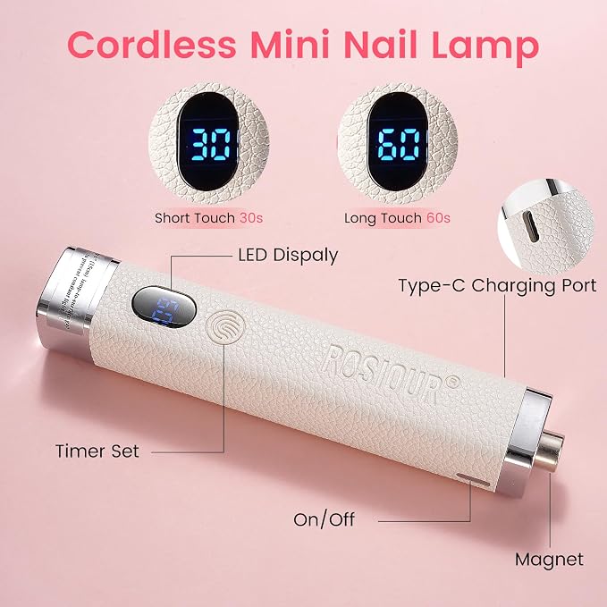 Handheld Mini UV Light for Nails: Flash Cure UV Led Nail Lamp with Stand Cat Eye Magnet- Hand Held Fast Dry Single UV Lamp Pen with Auto Sensor for Manicure Home Salon (White)