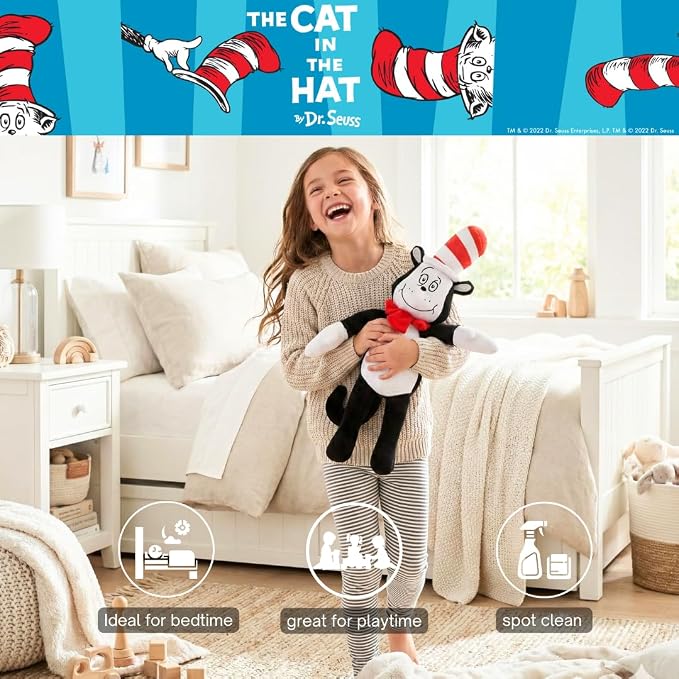 Dr Seuss Cat in The Hat Kids Bedding Super Soft Plush Cuddle Pillow Buddy, (Officially Licensed Product) By Franco