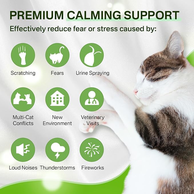 Cat 6-in-1 Calming Diffuser & Dog 6-in-1 Calming Diffuser Set – with Pheromones for Stress Relief, Anxiety Reduction, Includes 4 Diffusers + 8 Refills (for Cats & Dogs)