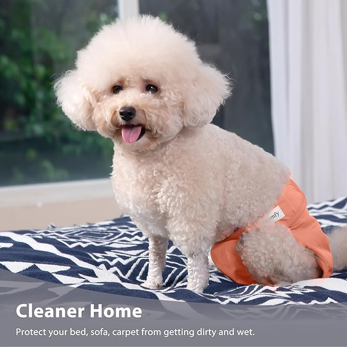 Vecomfy Reusable Female Dog Diapers for Small Dogs,(4 Pack) Easy Absorbent New Born Puppy Diapers for Peeing,in Heat,Dog Period Panties,XS