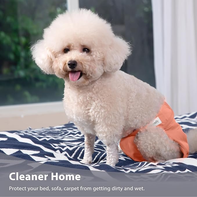 Vecomfy Reusable Female Dog Diapers for Large Dogs,(4 Pack) Easy Absorbent Medium Doggie Diapers for Peeing,in Heat,Dog Period Panties,XXL